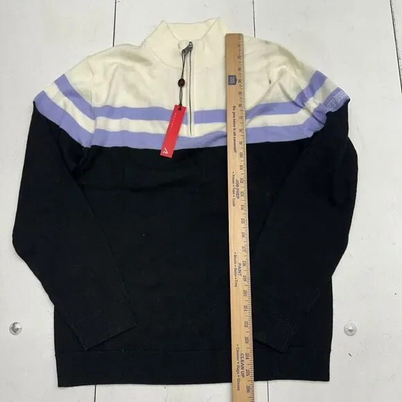 Redvanly White Black Quarter Zip Pullover Cooper Sweater Mens Size Small